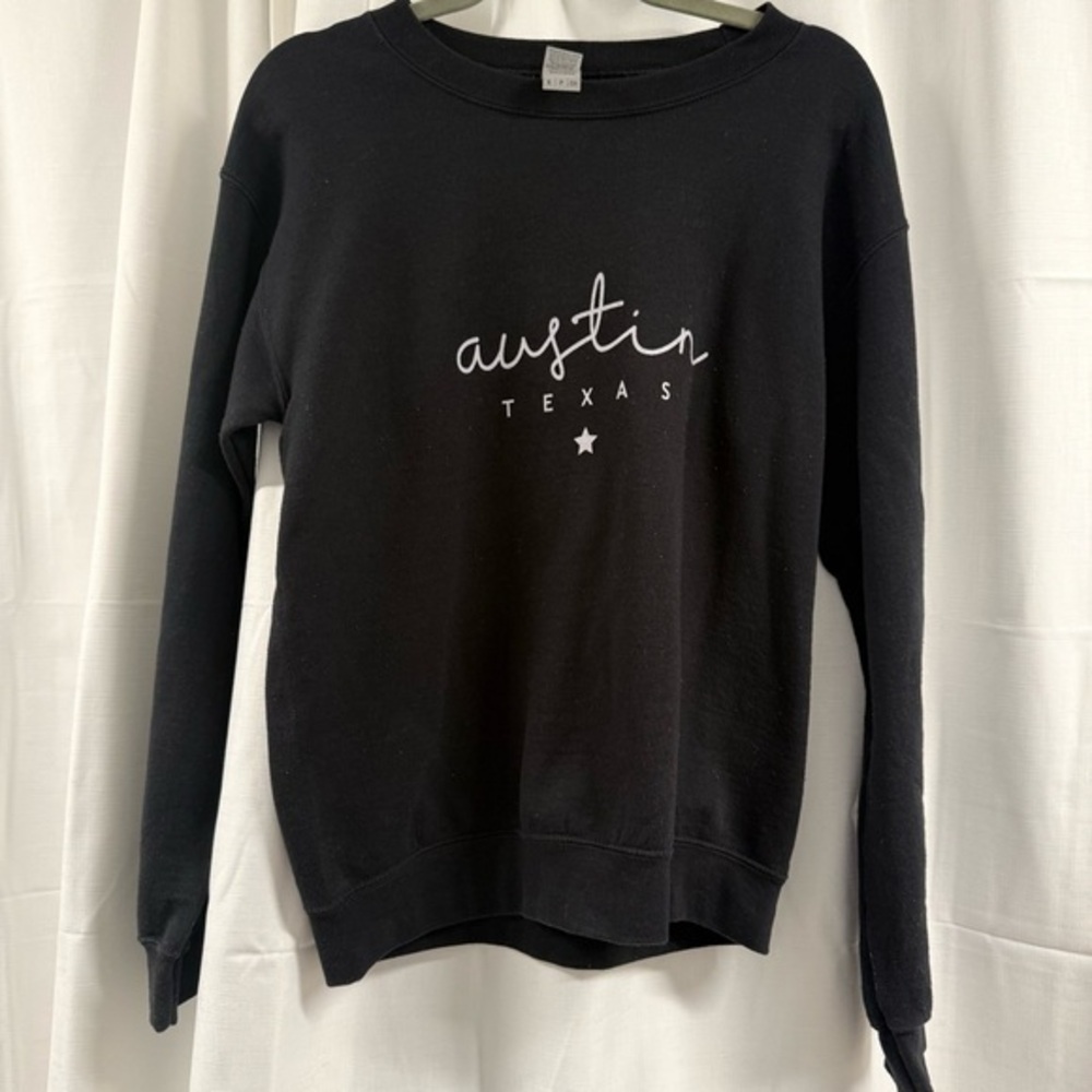 Austin Texas Black Graphic Crewneck Sweatshirt Small